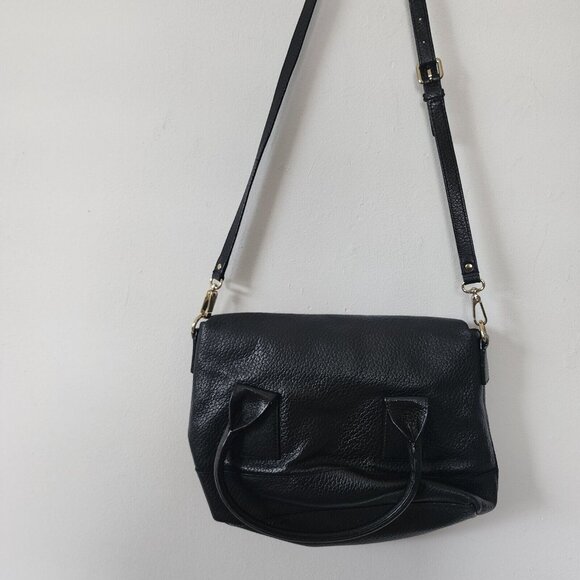 Kate Spade Black Pebble Leather Crossbody Purse Flap Snap Button Close - Picture 7 of 8